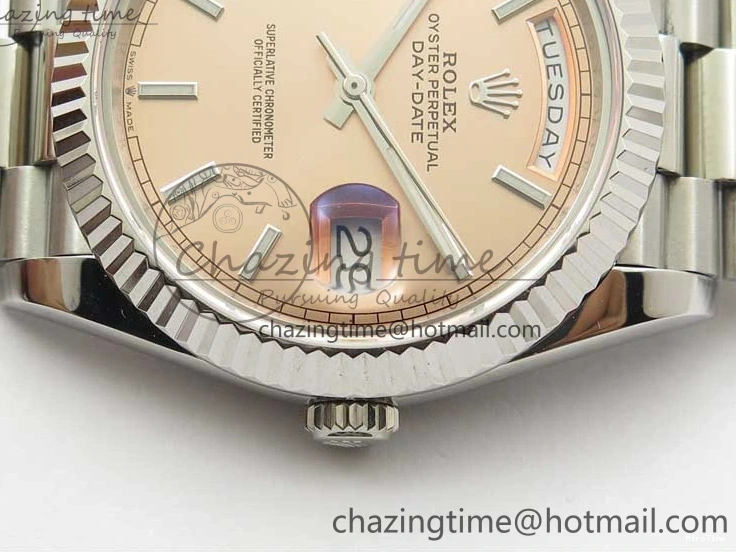 MiroTime 0111 Neat Day-Date 40mm 228239 BP New Dial Version 904 SS RG Stick Markers Dial on SS President Bracelet A 2819